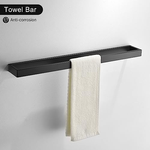 TNOMS Black Towel Bar Set 4-Piece Bathroom Hardware Set