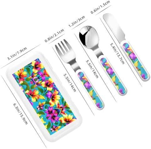 Stainless Steel Hawaiian Colorful Flowers Utensils Set