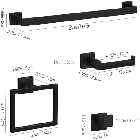 5-Piece Matte Black Bathroom Accessories Set