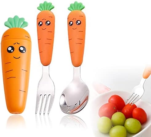 Spool Fork Set for Babies Self-Feeding Travel Cutlery with Case