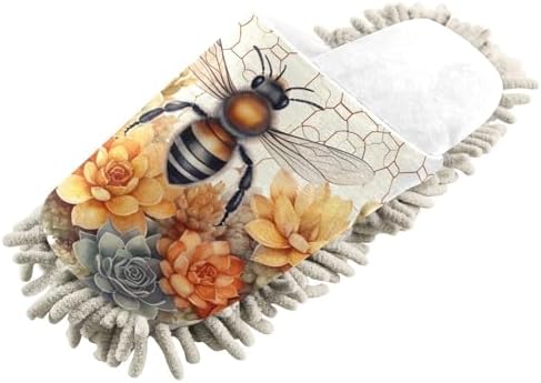 RunningBear White Flower Mop Slippers with Watercolor Design