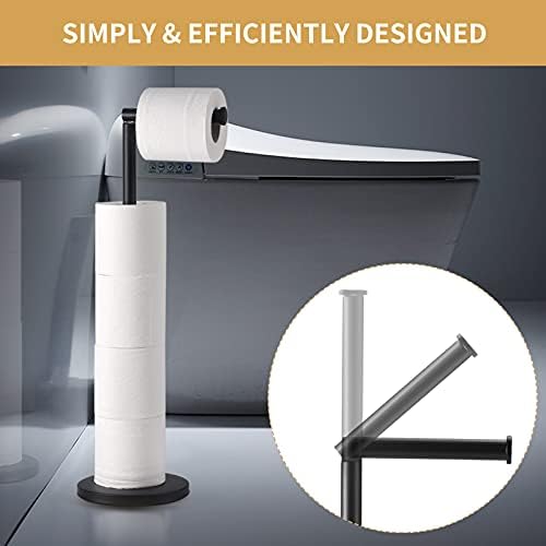 LAYUKI Toilet Paper Holder Stand - Matte Black Anti-Slip Heavy Base Stainless Steel