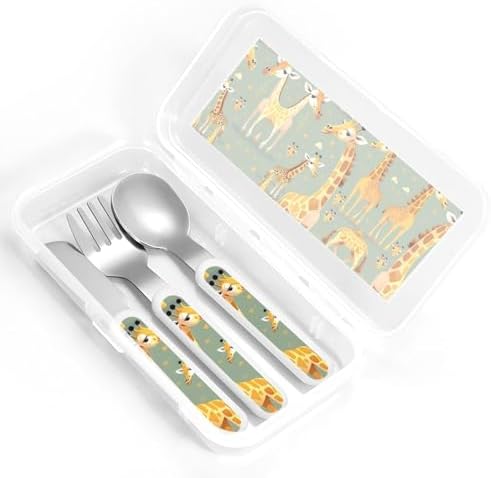 Cute Giraffe Kids Flatware Set with Carry Case