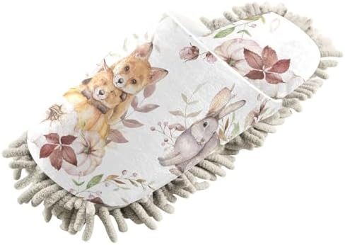 FLildon Microfiber Cleaning Slippers for Men Women Woodland Animals Washable Mop Shoes