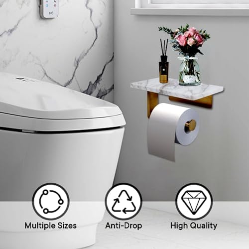 Perfect Space-Saving Toilet Paper Holder with Marvelous Marble Shelf