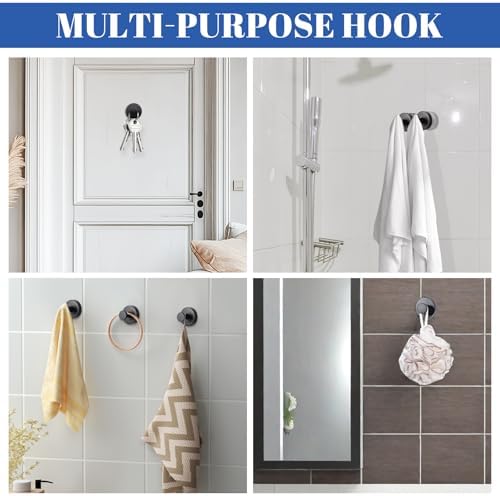 Vacuum Suction Cup Hooks 4 Pack Black for Bathroom Towel Holders