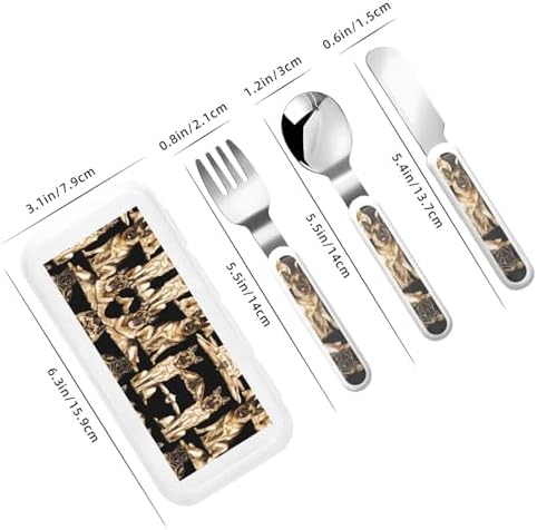 German Shepherd Dog Print Stainless Steel Flatware Set Including Travel Case