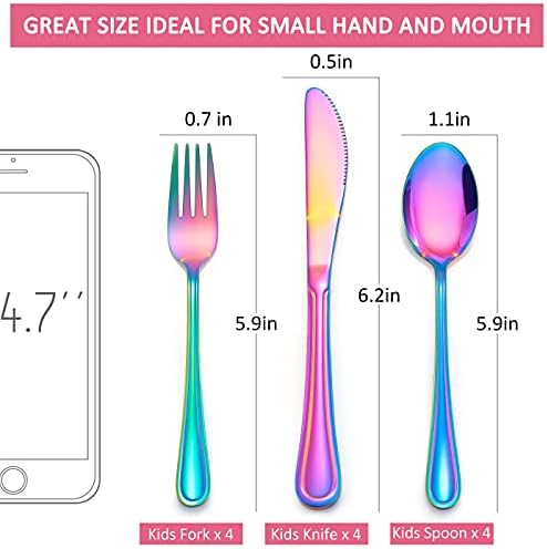 Rainbow Kids Silverware Set Stainless Steel Flatware Set for 3