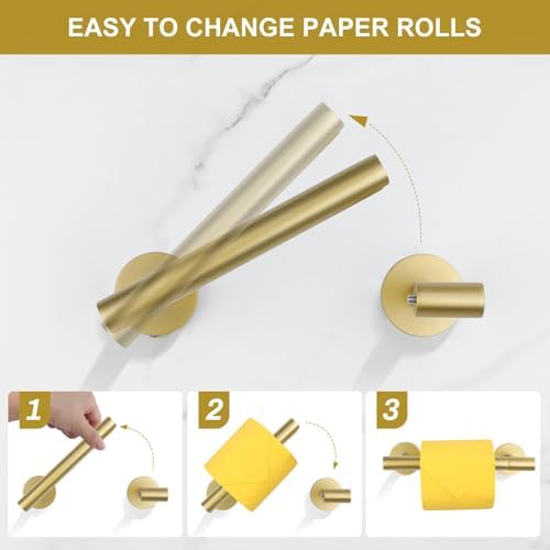 Brushed Gold Toilet Paper Holder Stainless Steel Double Base Bathroom Accessory