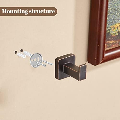 FORBATH Bronze Towel Hooks 4 Pack Square Robe Hook Wall Mount