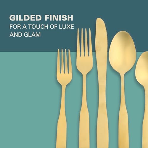 Gibson Home Abbesville Gold Flatware Set for 8
