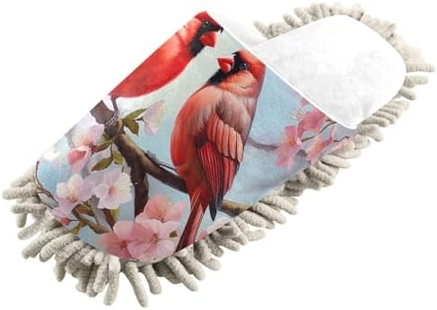 RunningBear White Two Birds Cherry Blossom Mop Slippers 1