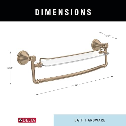 Delta Cassidy Glass Shelf with Towel Bar 18 inch Champagne Bronze