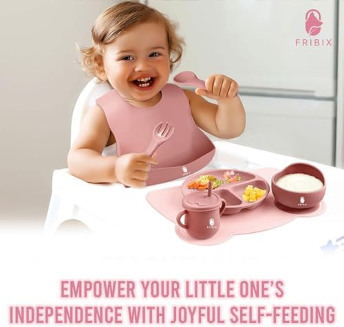 9PC Silicone Baby Feeding Set with Suction Bowl Plate