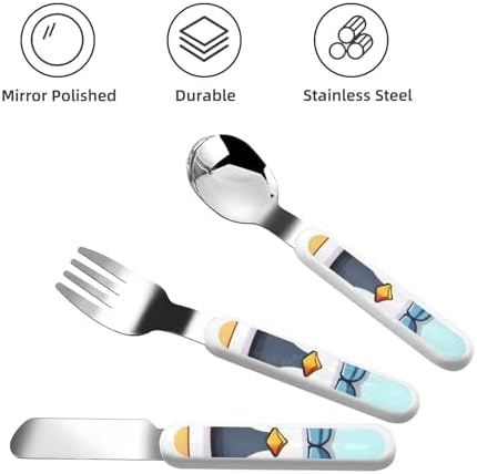 Cute Penguin Print Flatware Set with Travel Case