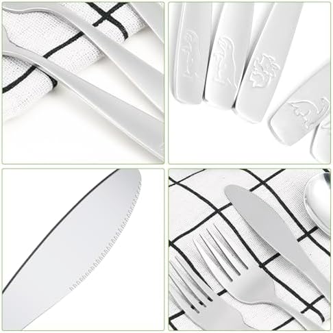 Stainless Steel Kids Cutlery Set with Dinosaur Patterns toddler-friendly