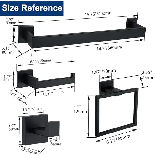 5-Piece Bathroom Hardware Set Matte Black
