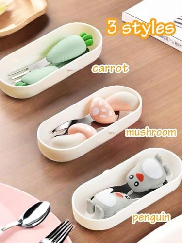 Personalized Toddler Utensils Set Stainless Steel BPA-Free Flatware for Self-Feeding