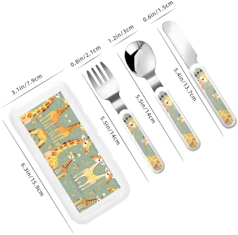 Cute Giraffe Kids Flatware Set with Carry Case