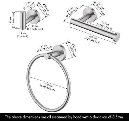 Rustproof Stainless Steel Bathroom Towel Holder Set 3PC
