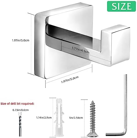 Fenas Stainless Steel Heavy Duty Bathroom towel coat hook Chrome Polished - 2 pack