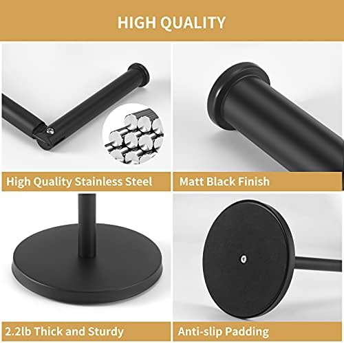 LAYUKI Toilet Paper Holder Stand - Matte Black Anti-Slip Heavy Base Stainless Steel