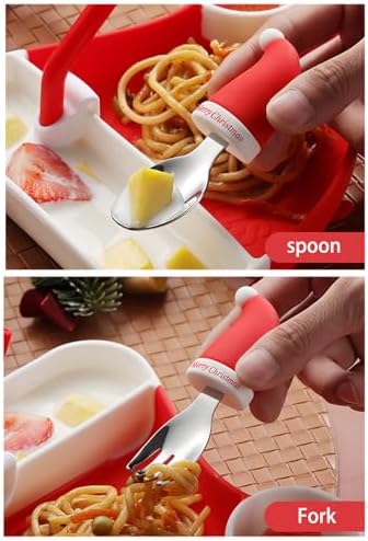 Xmas-Theme Silicone Stainless Steel Feeding Set for Babies
