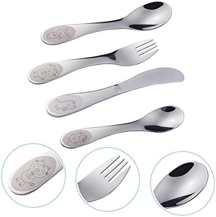 KICHOUSE Set of 4 Boys Girls Fun Cutlery Flatware for Children