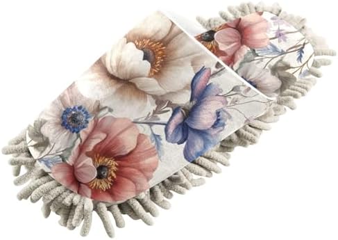 FLildon Microfiber Cleaning Slippers with Blooming Flowers