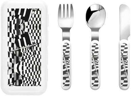 Checkered Flags Race Flags Print Flatware Set with Travel Case