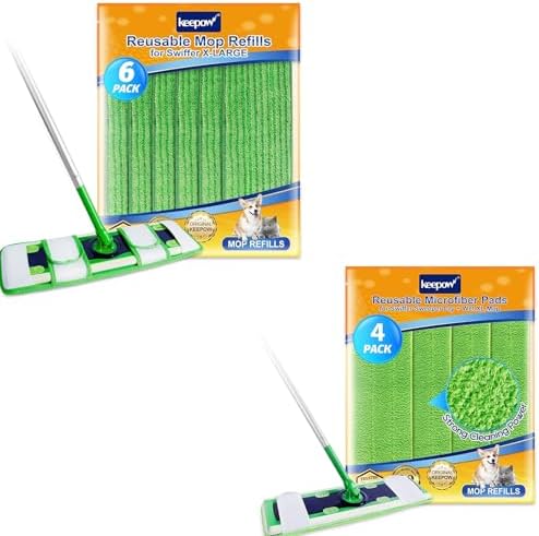 KEEPOW XL Pads 10 Replacement Pads for Swiffer Wet Dry Mops