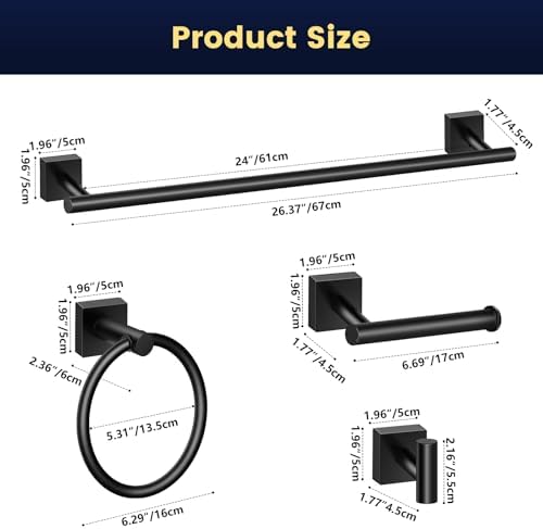 Matte Black Bathroom Hardware Set with 4 Essential Pieces