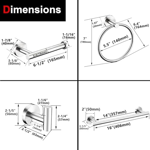 5-Piece Stainless Steel Bathroom Kitchen Hardware Set