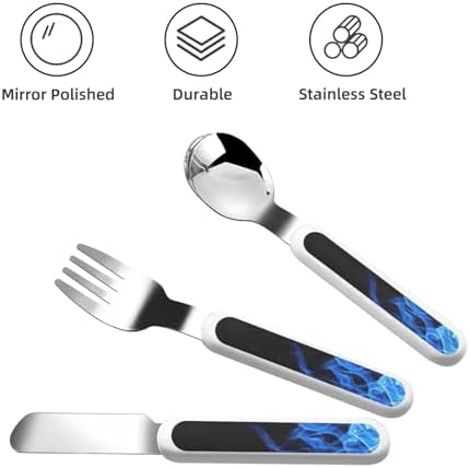 Blue Flame Print Utensil Set with Travel Case