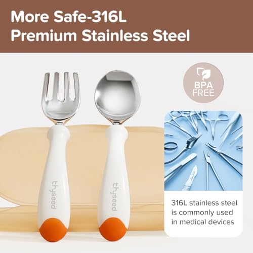 Thyseed Toddler Flatware Set Self-Feeding Travel Box