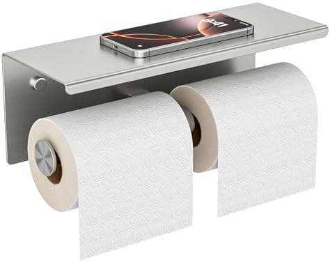 Double Toilet Paper Holder with Shelf