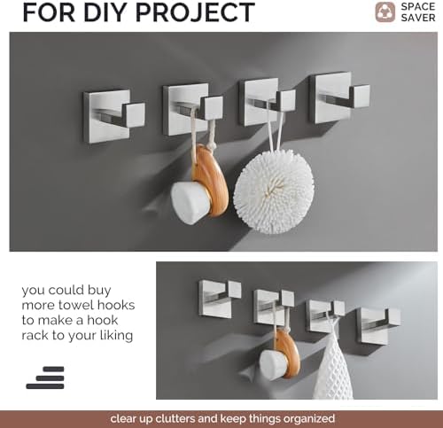 Modern stainless steel towel hooks for bathroom organization