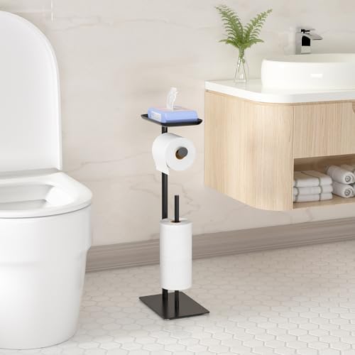 Niffgaff Toilet Paper Holder with Top Shelf Storage