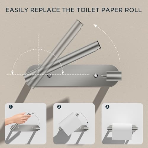 FORIOUS Toilet Paper Holder Stainless Steel Pivoting