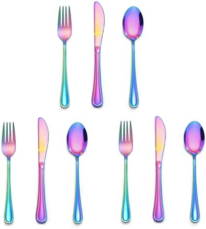 Rainbow Kids Silverware Set Stainless Steel Flatware Set for 3