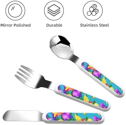 Stainless Steel Hawaiian Colorful Flowers Utensils Set