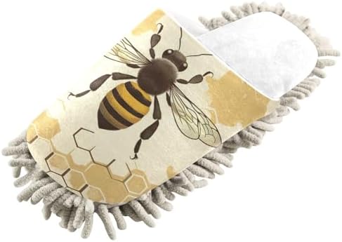 RunningBear White Vintage Bee Honeycomb Mop Slippers