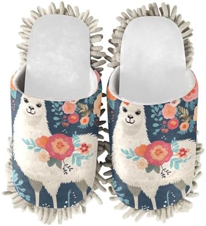 RunningBear White Alpaca Mop Slippers for Home Office Cleaning