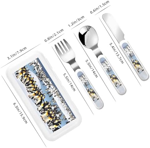 Happy Penguin Print Utensils Set with Travel Case