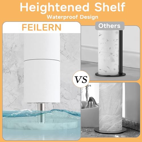 FEILERN Rust-Proof Toiletry Holder with Phone Shelf 4 Rolls Storage
