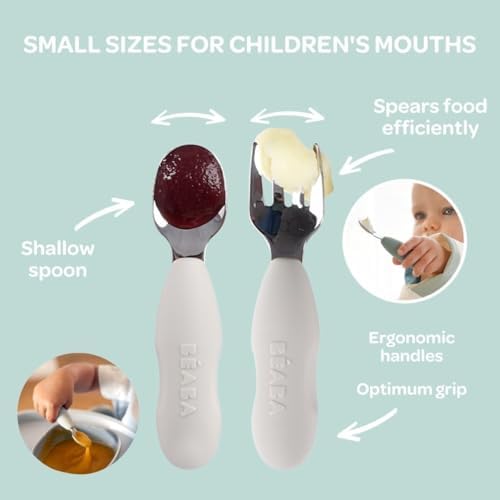 Set of 2 Stainless Steel Baby Cutlery Sage Design