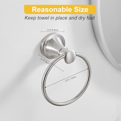 BESy Brushed Nickel Bathroom Towel Holder Rust-Resistant Towel Rack