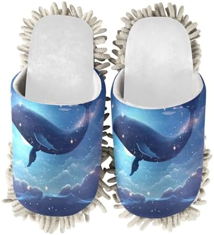 RunningBear White Whale Mop Slippers for Floor Cleaning