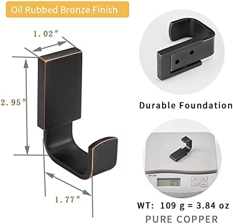 BESy Brass Robe Towel Hook Oil Rubbed Bronze Heavy Duty 6 lbs Capacity
