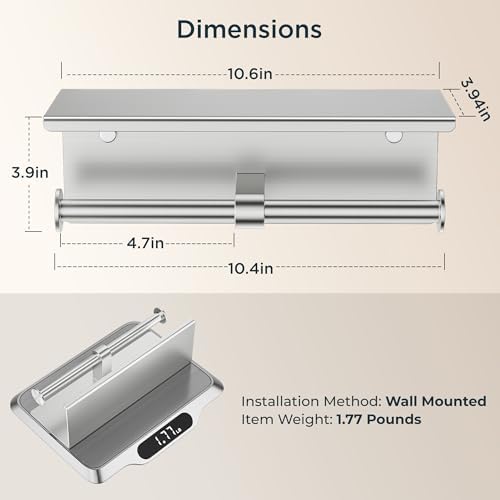 Double Toilet Paper Holder with Shelf